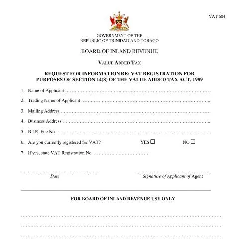 Document preview: Understanding the VAT604 Form for VAT Registration Queries — Taxes (CERFA n°VAT604)