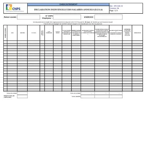Aperçu du document Comprendre la Déclaration Individuelle des Salaires Annuels (DISA) — Emploi & travail