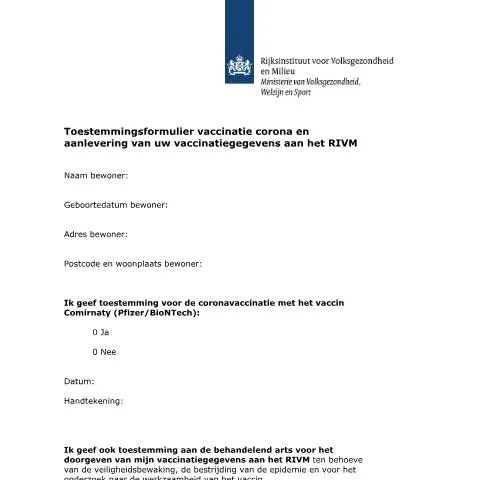 Documentvoorvertoning: Belang van het Toestemmingsformulier voor COVID-19 Vaccinatie — Overheid & administratie
