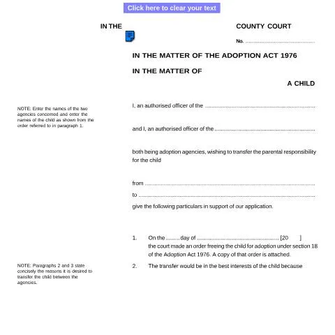 Document preview: Form A5: A Key Element in Adoption Agency Transfers — Legal & justice