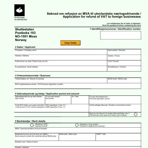 Document preview: Forstå RF-1032 for MVA-refusjon i Norge — Skatt & avgifter (CERFA n°RF-1032)