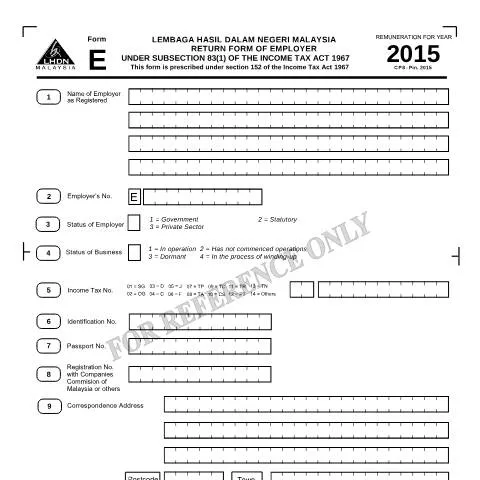 Document preview: Panduan Lengkap Mengisi Borang E 2015 untuk Majikan — Cukai & percukaian