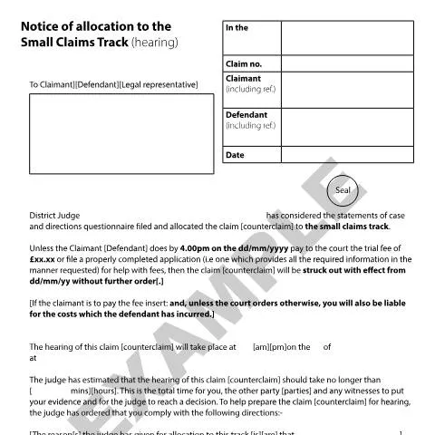 Document preview: Understanding Form N157 for Small Claims Allocations — Legal & justice