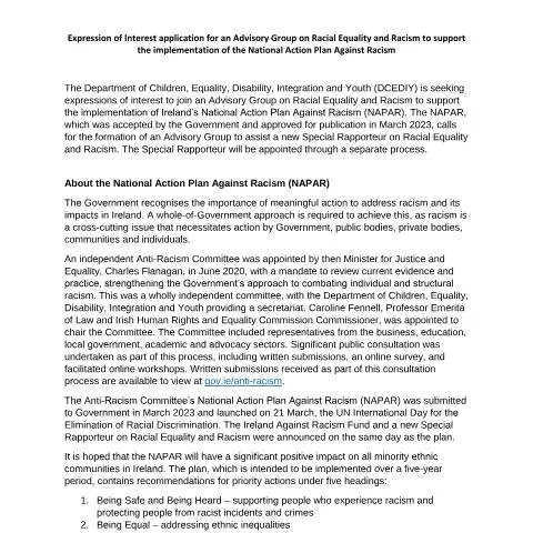 Document preview: Join the Fight Against Racism in Ireland — Civil status & identity