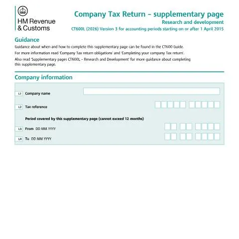 Document preview: CT600L Form: Complete Guide to UK R&D Tax Credit Claims — Taxes