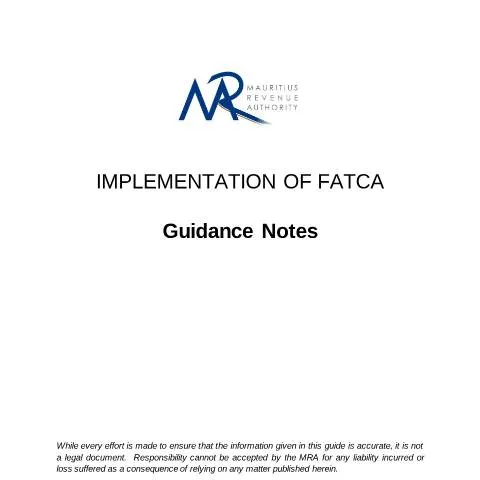 Document preview: Understanding FATCA: Key Insights for Mauritius' Financial Sector — Government & admin (FATCAGuidance140515)