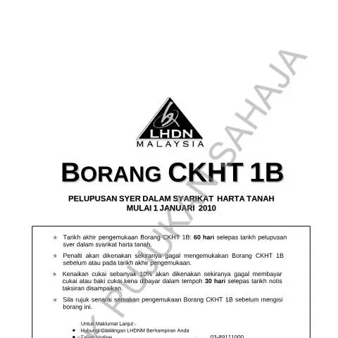 Document preview: Pemilik Harta Tanah: Pentingnya Borang CKHT 1B — Cukai & percukaian (CERFA n°CKHT 1B)