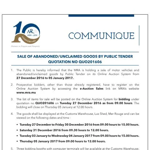 Document preview: Unlock Hidden Treasures Through e-Auction in Mauritius — Government & admin (EAuctionQuo201606)