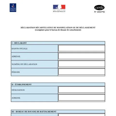 Aperçu du document Secteurs d'activité soumis à la déclaration de manipulation — Démarches administratives (CERFA n°14325*02)