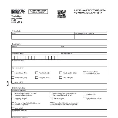Document preview: Veroton ajoneuvon käyttö ja ilmoitusprosessi Suomessa — Verot & verotus (CERFA n°Vero 1225)