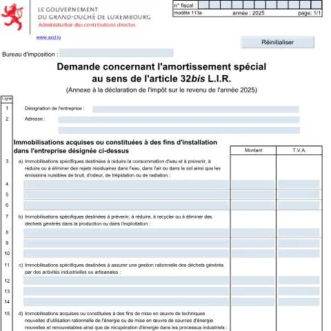 Aperçu du document L'amortissement spécial 113 A : un levier pour une gestion durable — Impôts & fiscalité (CERFA n°113 A)