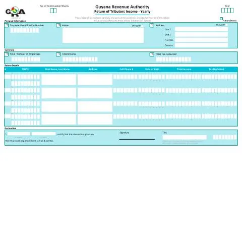 Document preview: Annual Income Tax Declaration for Individual Taxpayers in Guyana