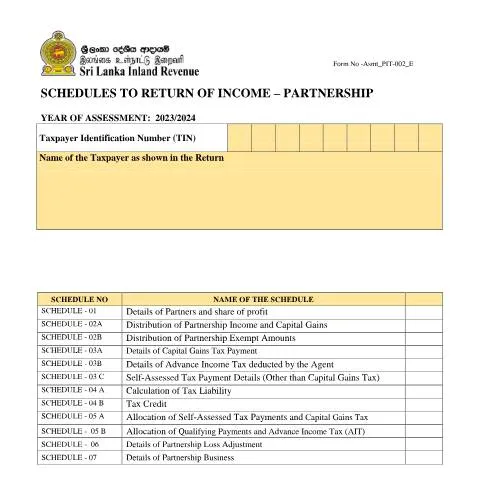 Document preview: Understanding the Partnership Income Tax Return Schedule — Taxes (CERFA n°Asmt_PIT_002_2023)