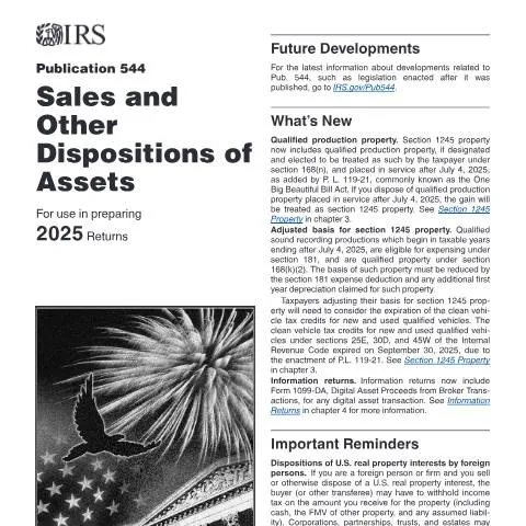 Document preview: Navigating Asset Dispositions with IRS Publication 544 — Taxes (CERFA n°PUB-544)