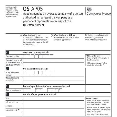 Document preview: How to Appoint a Permanent Representative for Your UK Establishment — Business