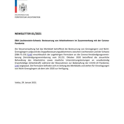 Dokumentvorschau: Der STV-Newsletter 01/2021: Wichtige Informationen für die Bürger — Behörden & Verwaltung (CERFA n°stv_newsletter)