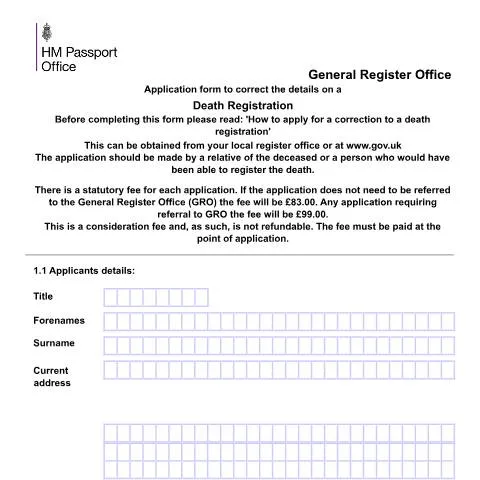 Document preview: How to Correct Errors on UK Death Registration Documents — Civil status & identity