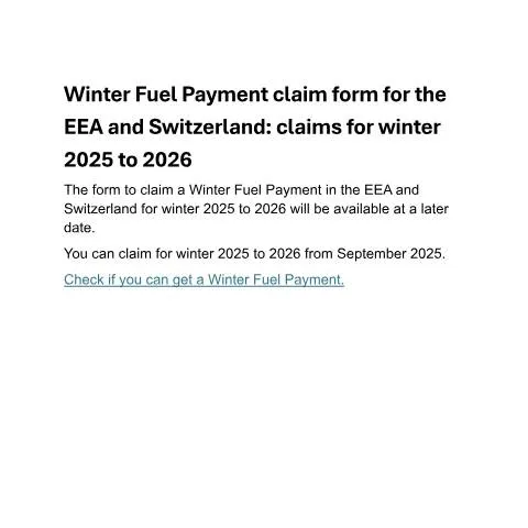 Document preview: Guide to Winter Fuel Payment Claims for EEA and Switzerland Residents — Benefits & social aid