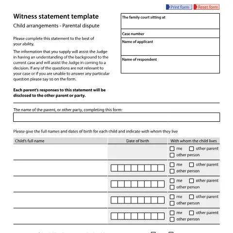 Document preview: C120 Witness Statement: Your Voice in Child Arrangement Proceedings — Family