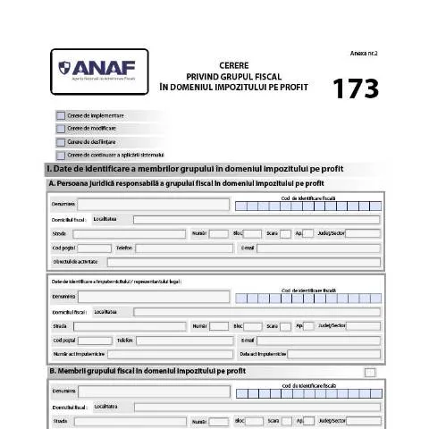 Document preview: Formularul 173 pentru grupul fiscal în impozitul pe profit — Impozite & fiscalitate (CERFA n°173_OPANAF_1191_2021)