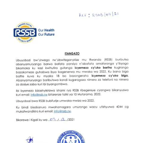 Document preview: Understanding the Life Certificate for Pension Benefits in Rwanda — Government & admin (CERFA n°pension_announcement_ok_ok)