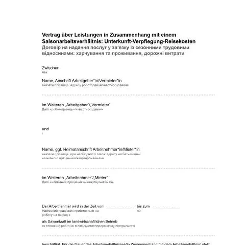 Dokumentvorschau: Wichtige Aspekte des Muster-Unterkunftsvertrags für Saisonarbeiter — Wohnen (CERFA n°muster-unterkunftsvertrag-ukrainisch_ba034570)