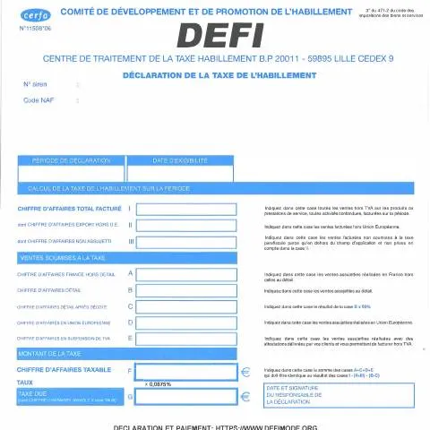 Aperçu du document Formulaire 11508*06 : tout savoir sur la taxe de l'habillement — Impôts & fiscalité (CERFA n°11508*06)