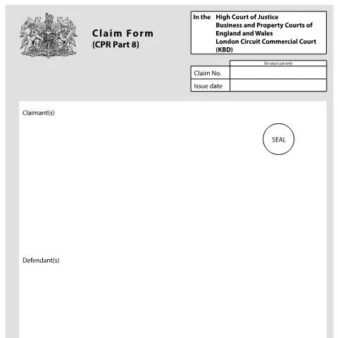 Document preview: Understanding Form N208(LCC) for London Commercial Court Claims — Legal & justice
