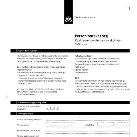 Documentvoorvertoning: Belang van de Inkomensverklaring 2025 Noors voor Buitenlanders — Belastingen (CERFA n°ib0591z51folnor)