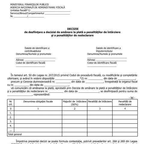 Document preview: Desființarea amânării penalităților de întârziere — Impozite & fiscalitate (CERFA n°A25p_OPANAF_90_2016)