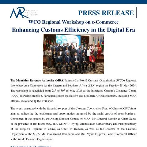 Document preview: Enhancing Customs Efficiency in the Digital Era — Government & admin (CERFA n°PressRelease280524)
