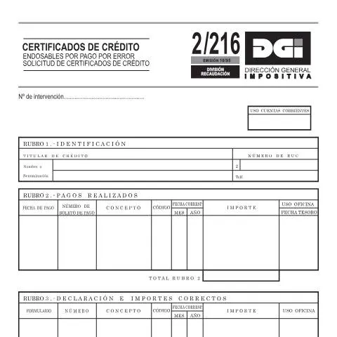 Vista previa del documento Guía Completa sobre el Formulario 2/216 de la DGI — Trámites administrativos (CERFA n°2/216)
