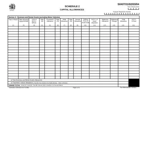 Document preview: Understanding Income Tax Schedule 2 Form in Jamaica — Taxes (CERFA n°sch2_2017)