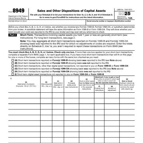 Document preview: Understanding the Importance of IRS Form 8949 in Tax Filing — Taxes (CERFA n°8949)