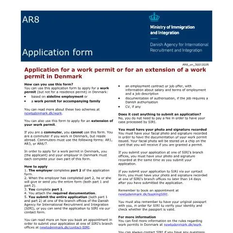 Document preview: Forstå AR8-ansøgningen for arbejdstilladelse — Job & arbejde (CERFA n°AR8)
