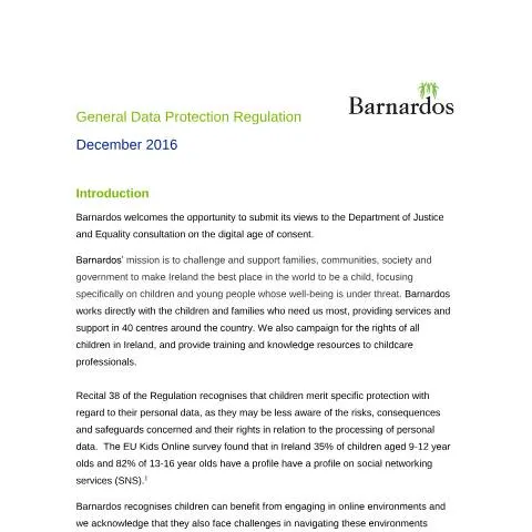 Document preview: Understanding Data Protection for Children in the Digital Age — Digital & personal data