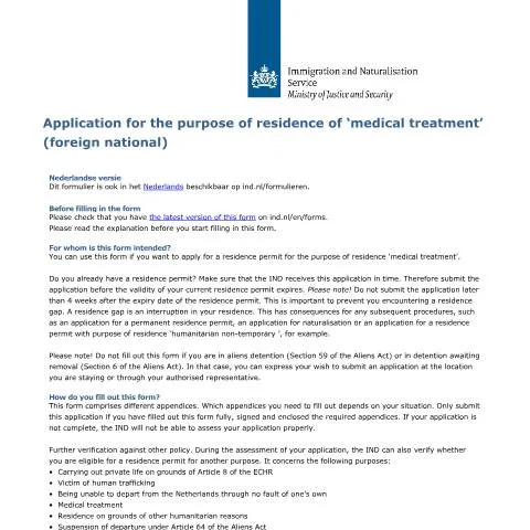 Documentvoorvertoning: Aanvraagprocedure voor Medische Verblijfsvergunning in Nederland — Gezondheid (CERFA n°7540)