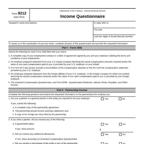 Document preview: Navigating IRS Form 9212 for Your Tax Needs — Taxes (CERFA n°9212)