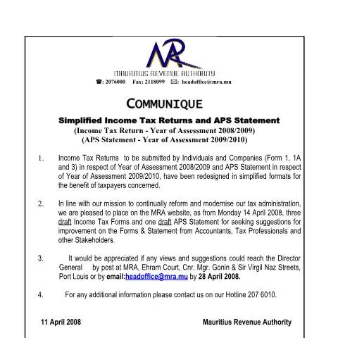 Document preview: Understanding the Simplified Income Tax Returns and APS Statement — Taxes (CERFA n°SimplifiedForm)