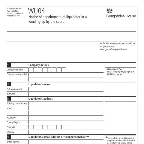 Document preview: Court-Appointed Liquidation: Understanding WU04 Notice Filing — Business