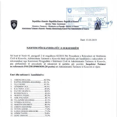 Document preview: Procedura e Njoftimit për Kandidatët e Suksesshëm në Kosovë — Punë & punësim