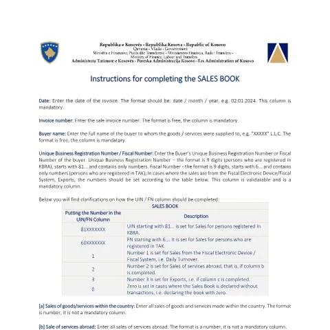 Document preview: Udhezime për Plotësimin e Librit të Shkëmbimeve në Kosovë — Tatime & fiskalitet