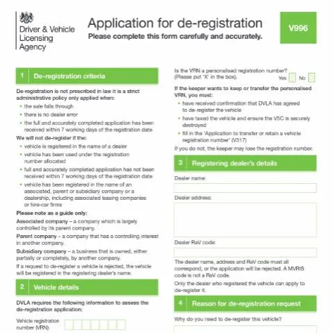 Document preview: How to Use DVLA Form V996 When Vehicle Sales Fall Through — Vehicle & driving