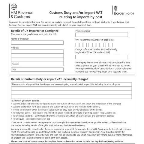 Document preview: How to Report Wrong Customs Duty Using BOR286 Form — Taxes