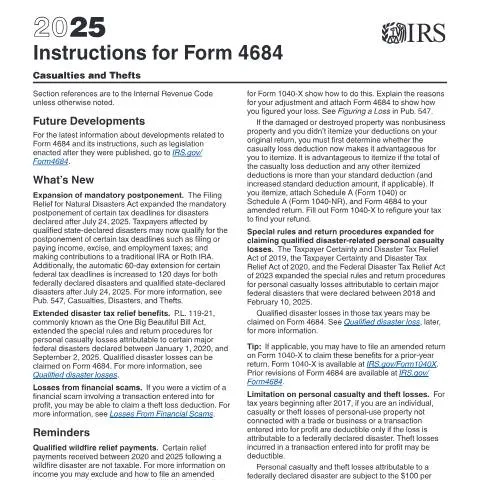 Document preview: A Comprehensive Guide to IRS Instructions i4684 — Taxes (CERFA n°INST-4684)