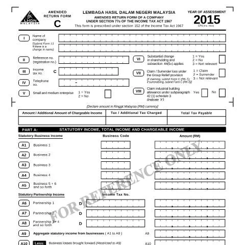 Document preview: Panduan Lengkap untuk Amended Return Form C 2015 — Perniagaan & profesional