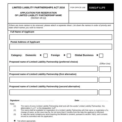 Document preview: Essential Steps for LLP Name Reservation in Mauritius — Government & admin (RESERVATION-OF-NAME-LLP_LLP3)