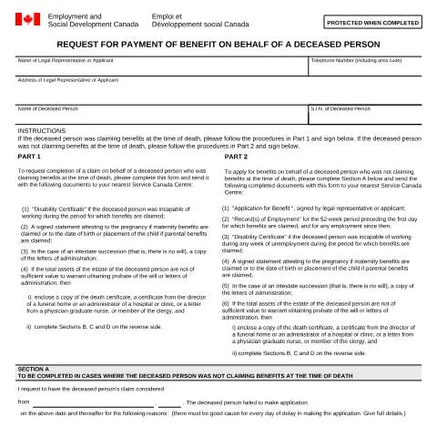 Document preview: Understanding the INS2882 Form for Deceased Benefits — Work & employment (CERFA n°INS2882)