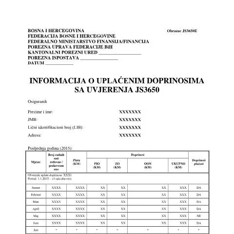 Document preview: Obrazac JS3650E: Važnost i primjena — Administrativne procedure (CERFA n°JS3650E)