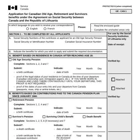 Document preview: Understanding the Lithuania/Canada Benefits Application Process — Retirement & pension (CERFA n°ISP5054-LTU)
